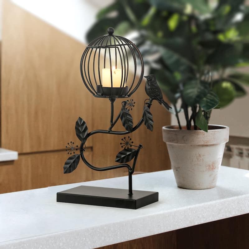 Adeco Birdcage Style Hanging Candle Holder Stand Vintage Lantern