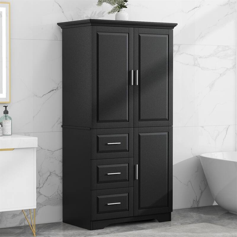 Merax Tall and Wide Storage Cabinet with Doors - Black