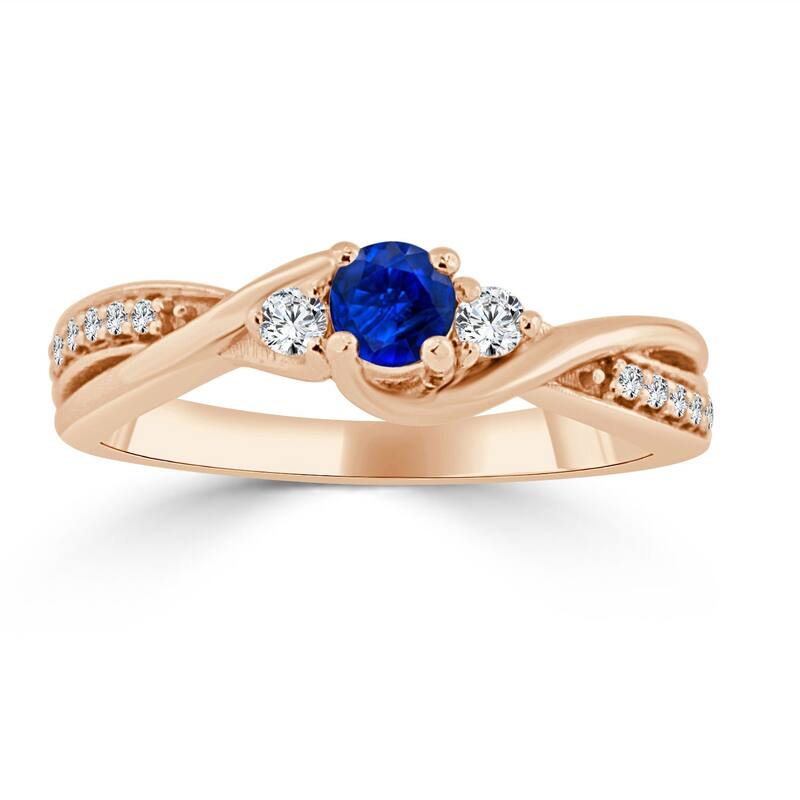 Auriya 14k Gold 1/5ct Sapphire 3-Stone Diamond Engagement Ring 1/6cttw H-I, I1-I2 - Rose - 4