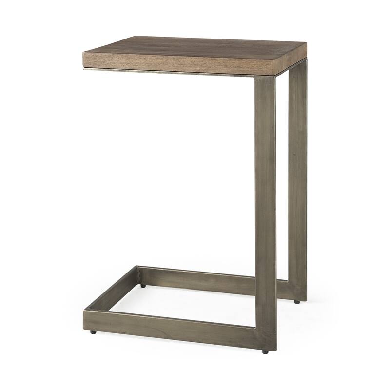 Modern Wash and Nickel C Shape TV Table - 26" H x 18" W x 14" D
