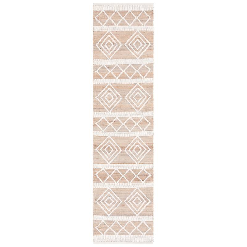 SAFAVIEH Handmade Natural Fiber Marin Casual Jute Rug. - 2'3" x 9' Runner - Natural/Ivory