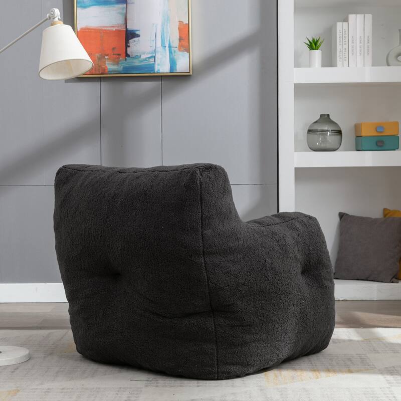 Mieres Faux Fur Fabric Bean Bag Chair, Floor Sofa For Living Room, Bedroom Lazy Sofa