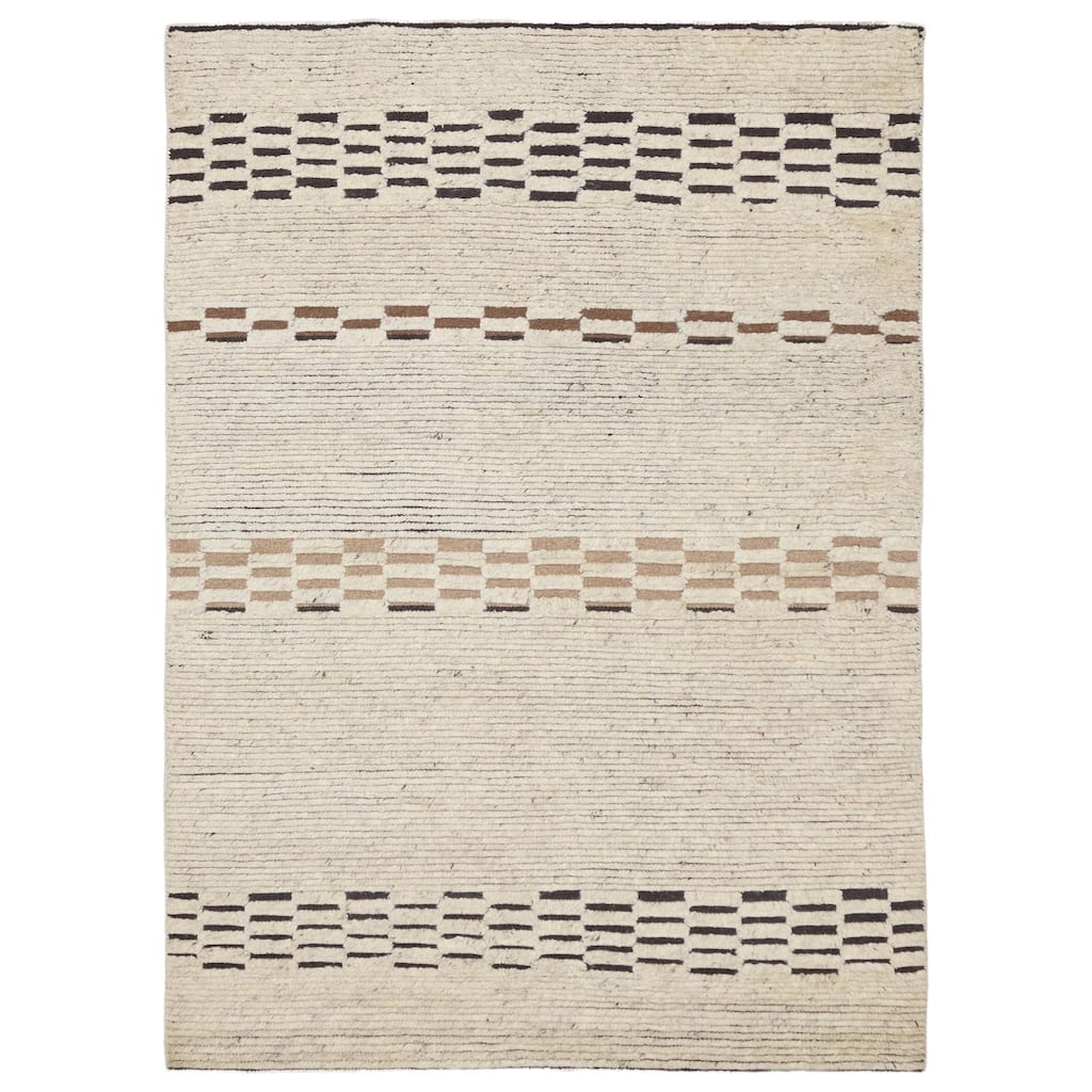 ECARPETGALLERY Hand-knotted Tangier Light Khaki Wool Rug - 5'6 x 7'8