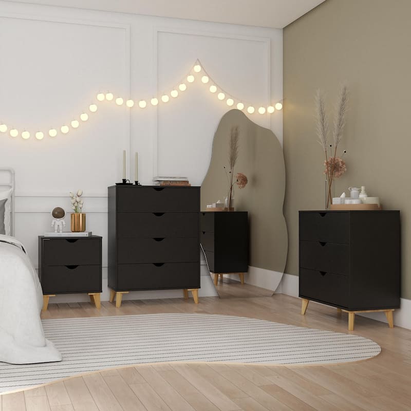 Mid Century Modern Tall 4-Drawer Dresser