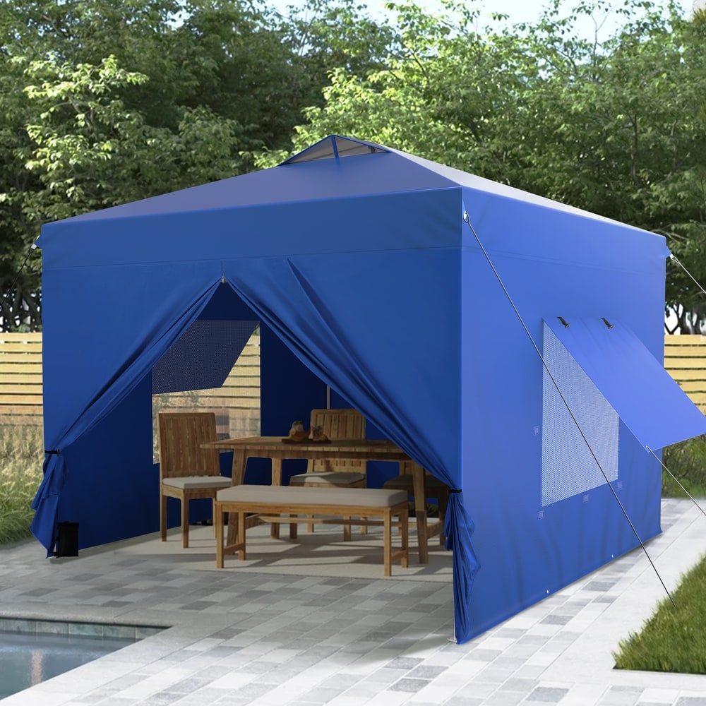10' x 10' Pop Up Outdoor Canopy Tent Commercial Instant Reinforce Canopies with Wheeled Carry Bag