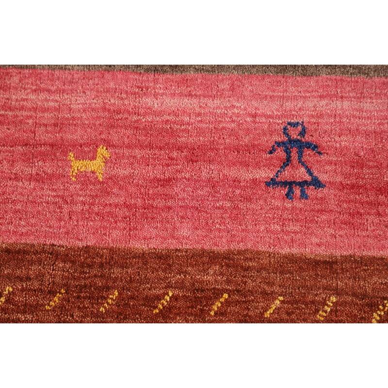 Striped Tribal Gabbeh Indian Area Rug Handmade Wool Carpet - 5'3"x 7'10"