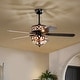 preview thumbnail 2 of 15, Lars Black Tiffany Style Two Tiered Lighted Ceiling Fan White and Copper Shade with Remote Control - WhiteCopper