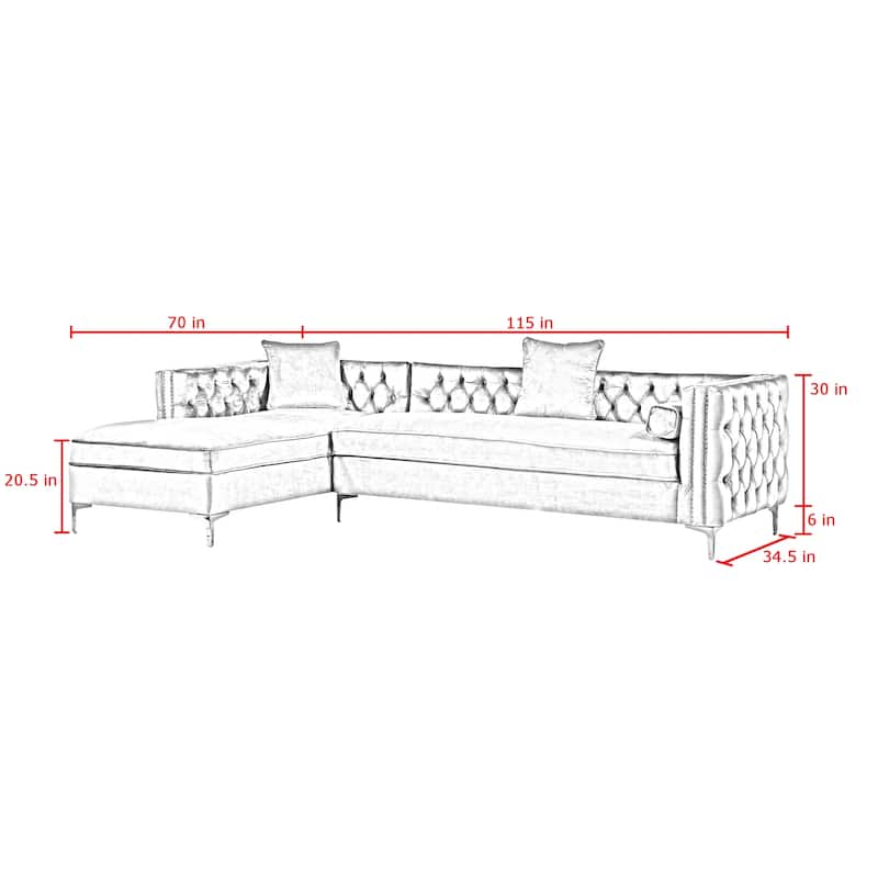 Dante Velvet Chaise Sectional Sofa