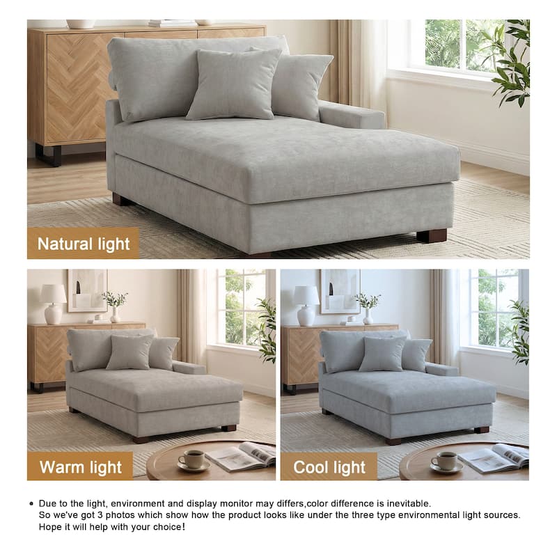 40.8"W Modern Chenille Upholstered Chaise Lounge with Pillow