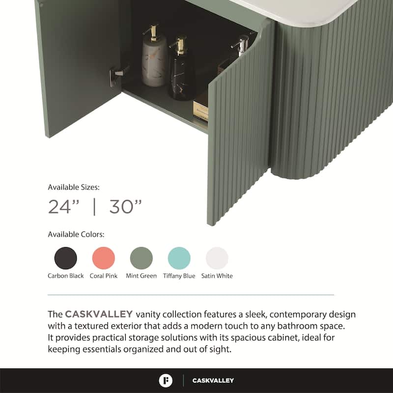 Caskvalley Modern Bathroom Vanity with Straight Fluted Design - Sink Included