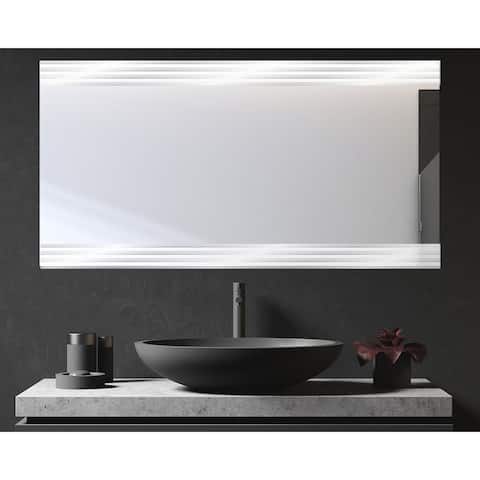 Modern Stripe Bathroom Wall Mirror Decorative Floating Frameless Mirror Hangs Horizontally or Vertically