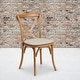 preview thumbnail 1 of 25, Stackable Wood Cross Back Chair with Cushion Oak