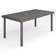 preview thumbnail 12 of 21, 71" Outdoor Rattan Wicker Patio Table with Engineered Wood Top - 39"W x 71"D x 30"H Gray