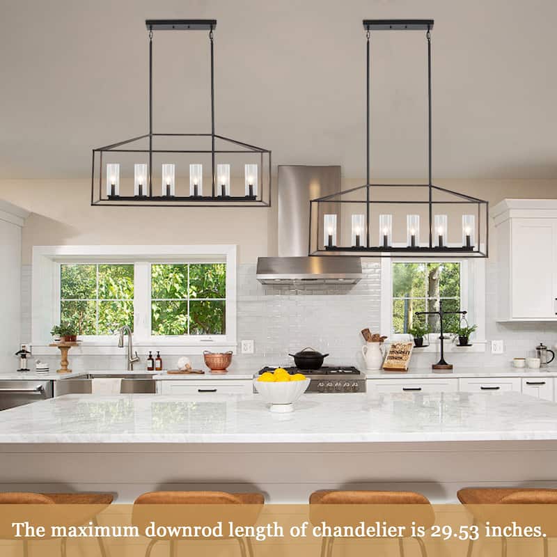 Modern Kitchen Island Chandelier, Farmhouse 6-Light Semi Flush Mount Chandelier for Dining Room Living Room Bedroom