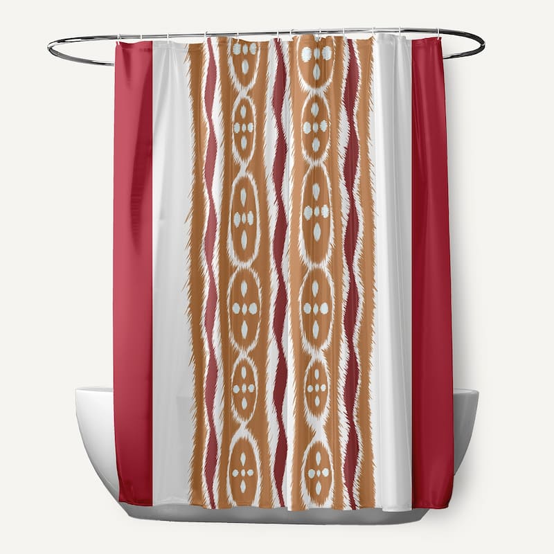 Tribal Stripes Pattern Shower Curtain - Red