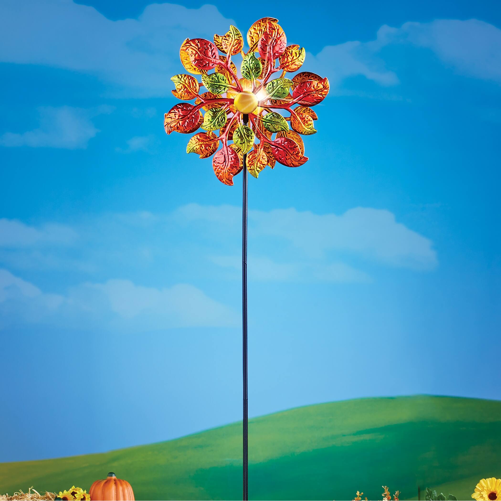 Solar Autumn Wind Spinner Garden Stake 16.500 x 15.000 x 3.100 On Sale Bed Bath