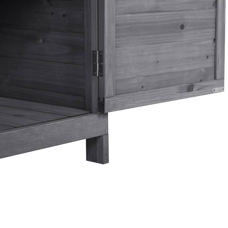 Patio Garden Potting Bench Table, Outdoor Garden Wooden Storage, Patio Workstation with 2-Tier Shelves and Side Hook