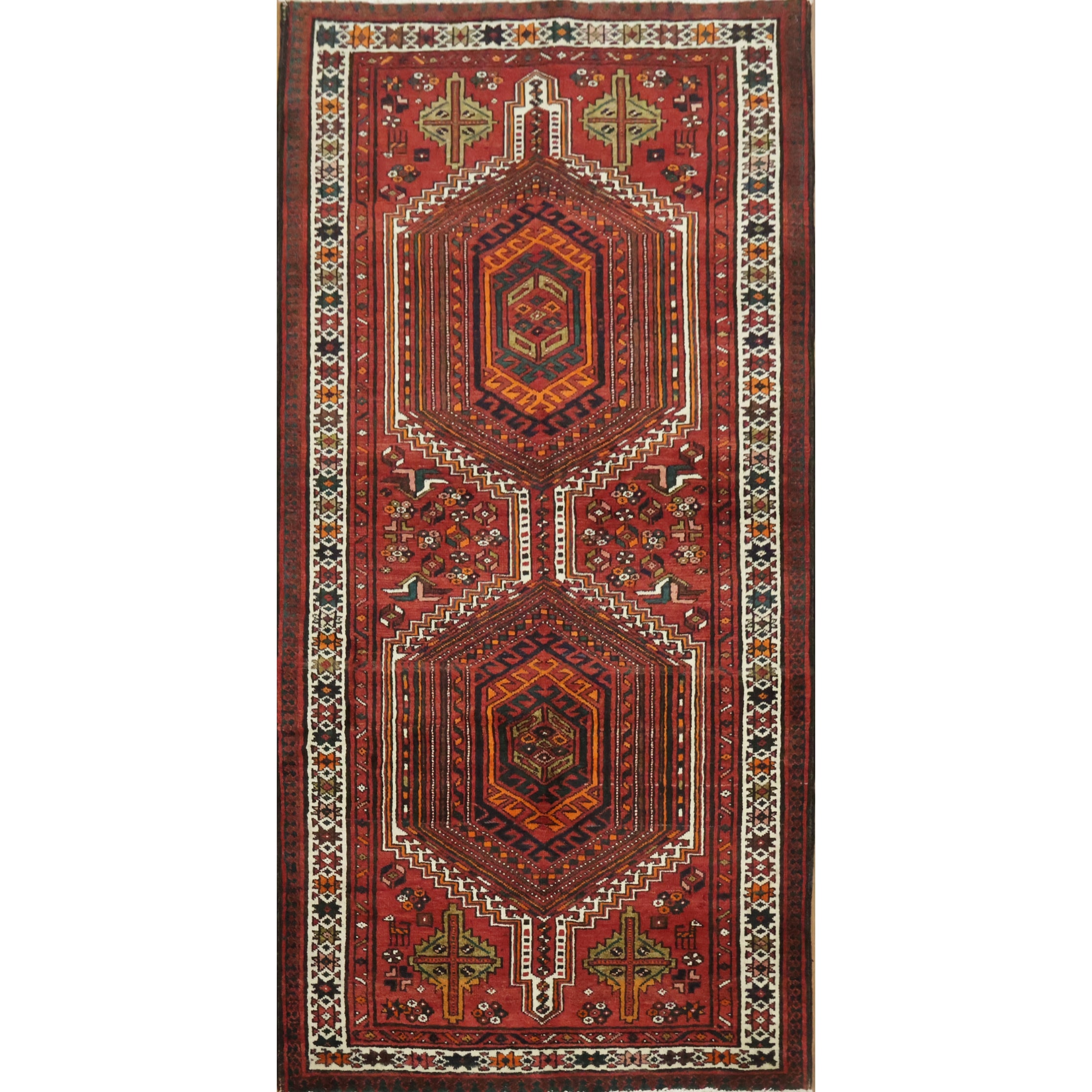 Hand Knotted Oriental 100% Wool Carpet Traditional Tribal Red Ardebil Runner Rug - 6' 11'' X 3' 5''