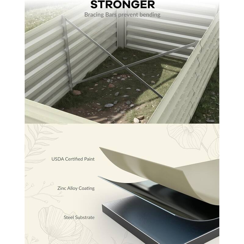 2 PCS Square Galvanized Raised Garden Beds,Rust-Resistant