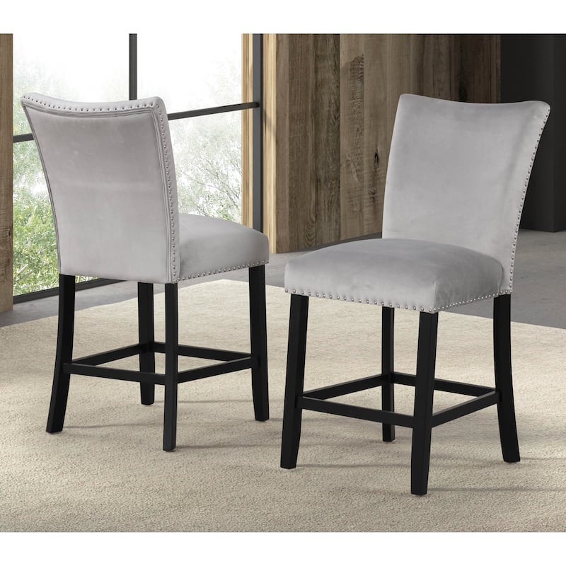 Cots Modern Grey Flannel Fabric Counter Chairs (Set of 2) by Furniture of America - Grey