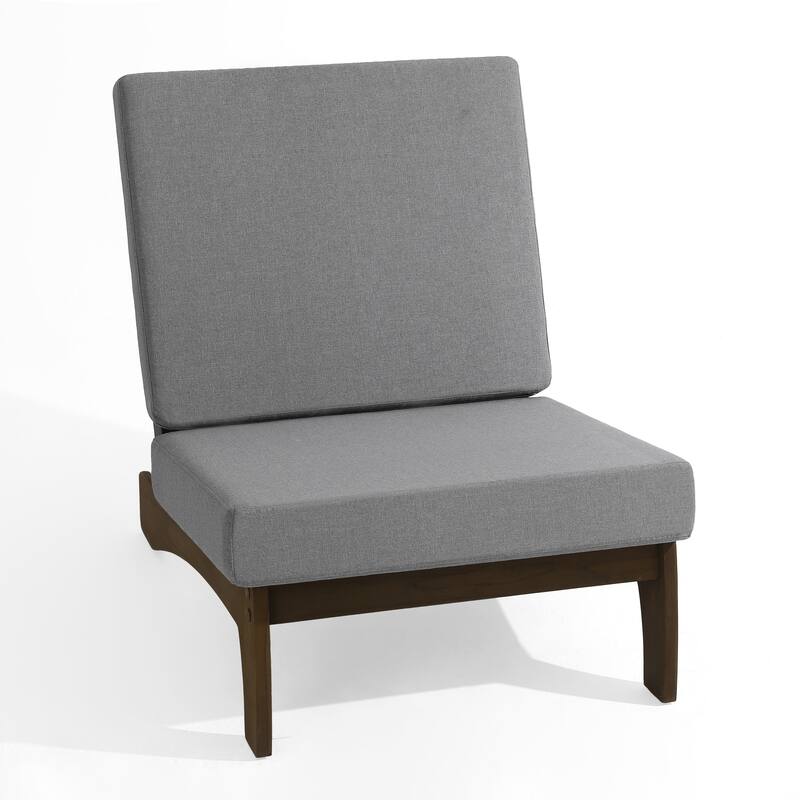 Set of 2 Patio Teak Wood Outdoor Club Chair with Cushions