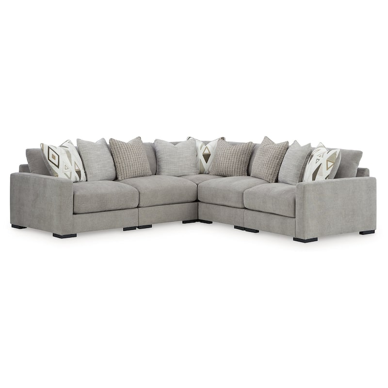 Signature Design by Ashley Aslan Court Gray 5-Piece Sectional - 113" W x 113" D x 36" H