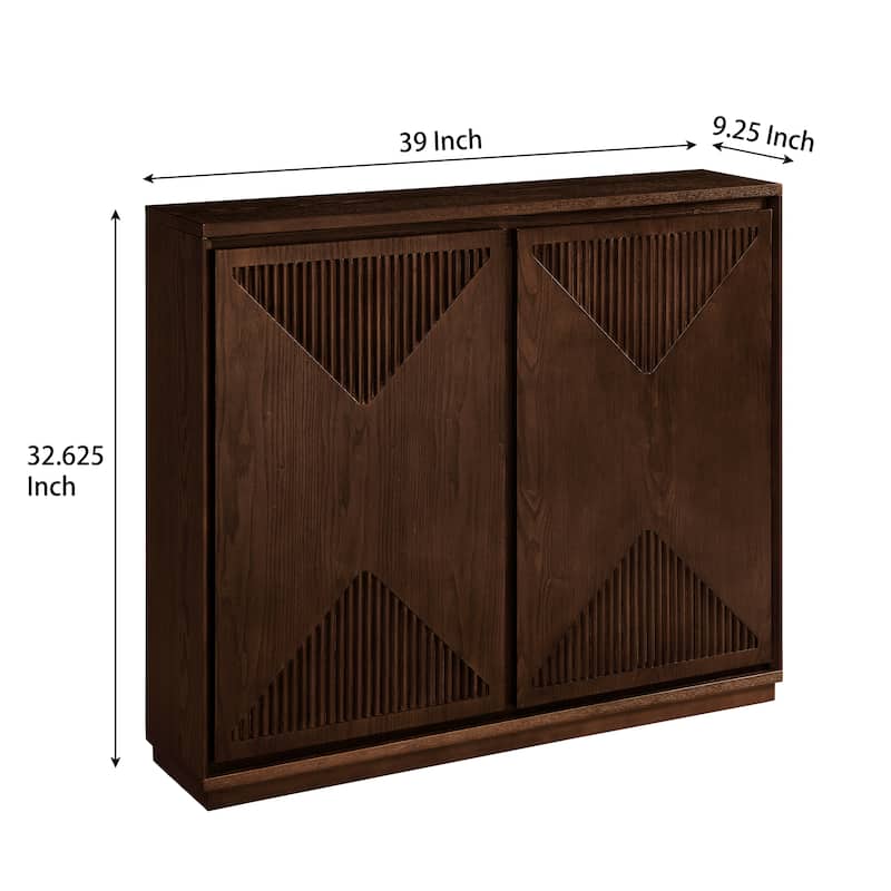 Mid-Century Small Storage Cabinet, Narrow Buffet Sideboard with Doors & Shelves Wood Credenza for Entryway, Hallway, Kitchen