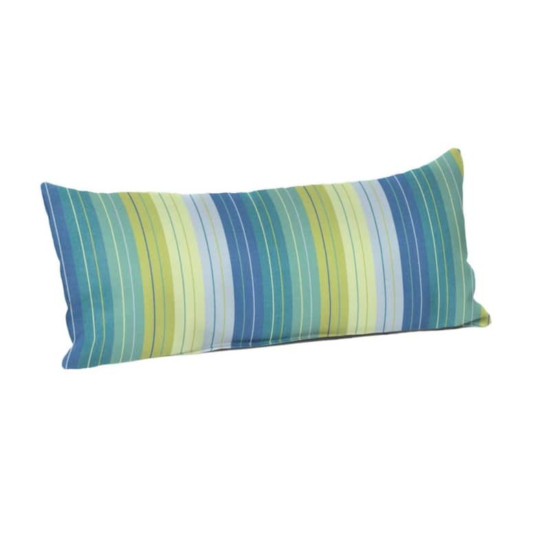 Sunbrella Stripe Fabric 1-Piece Indoor/Outdoor Lumbar Pillow, 22"W x 9"L, Maxim Classic - 22"W x 9"L - Seville Seaside