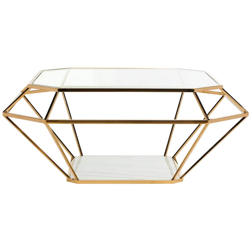 SAFAVIEH Couture Abena Geometric Gold Coffee Table - 39"W x 39"D x 17"H