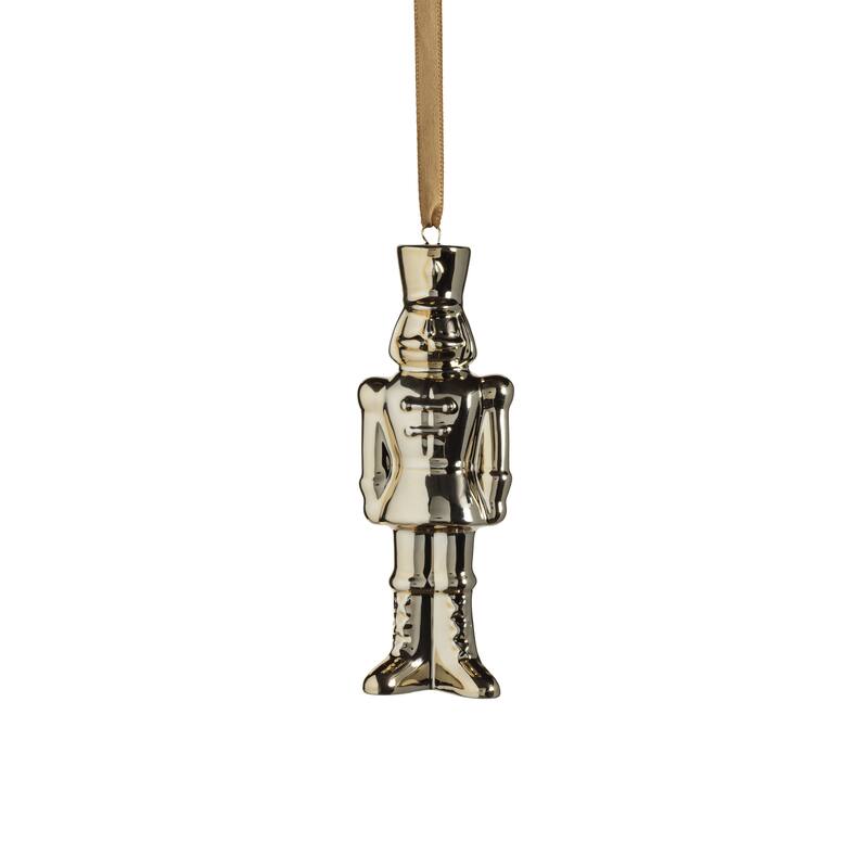 Ceramic Nutcracker Hanging Ornaments, Set of 12 - Gold