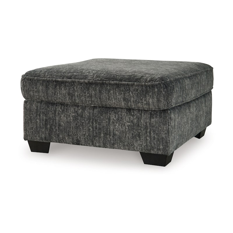 Layla Accent Ottoman, Contemporary Dark Gray Polyester, 37 Inch Square