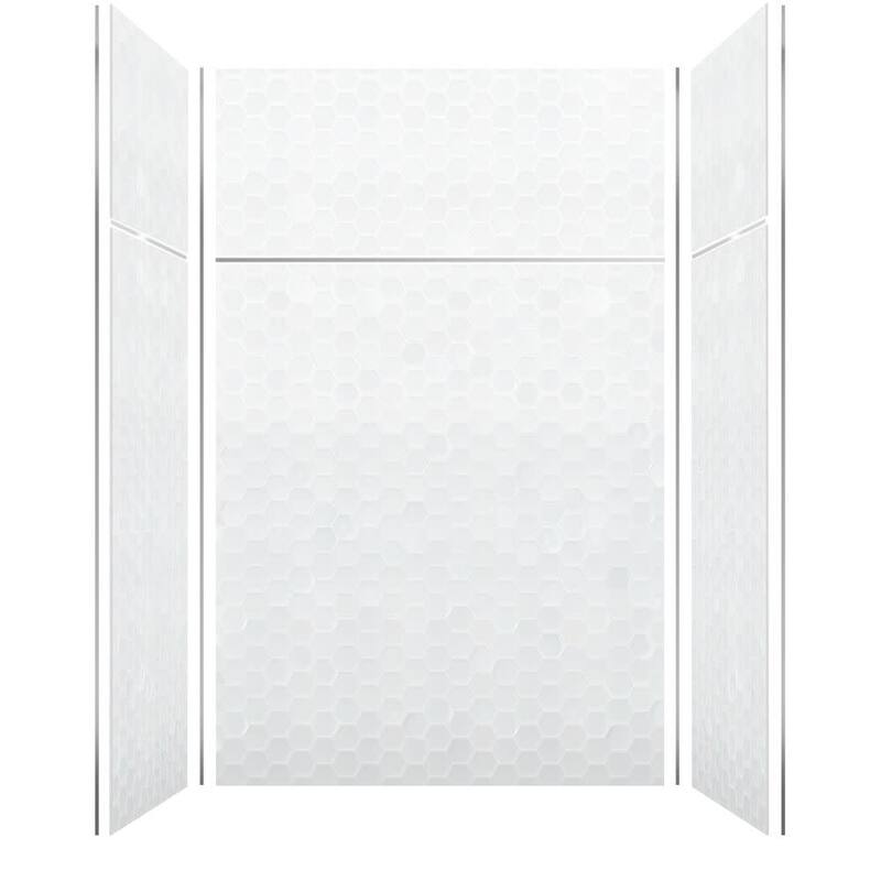 Transolid PWKX60367224 Prodigy 96" H x 60" W x 36" D Three Panel - Glossy White 3D Hexagon