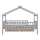 preview thumbnail 11 of 13, Gray Twin Size Wooden House Bed with Two Drawers and Fence