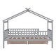 preview thumbnail 11 of 13, Twin Size Wooden House Bed with Drawers, Roof Design, Solid Pine Frame, Headboards for Kids' Room, Easy Assembly, Grey