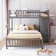preview thumbnail 1 of 7, Twin over Full Bunk Bed with Six Drawers and Adjustable Shelves, Wheels Gray