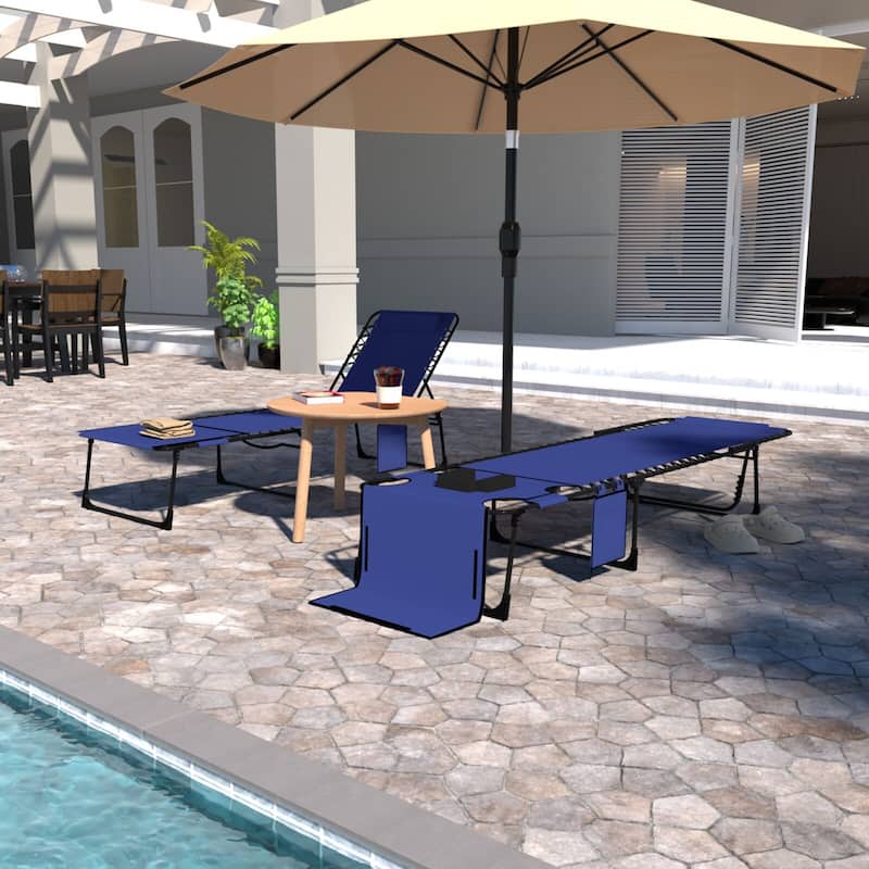 VEIKOUS Patio Chaise Lounge Chairs for Outdoor Tanning Chair with Face Hole, Pillow and Pocket
