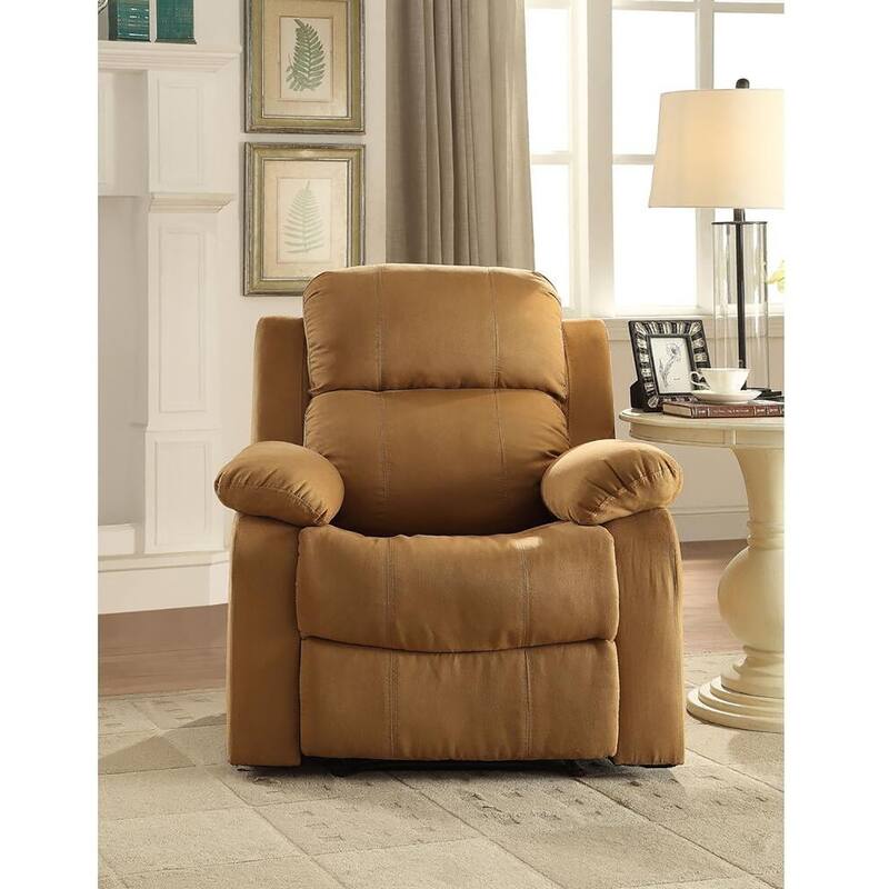 Brown Microfiber Recliner with Pillow Top Arms