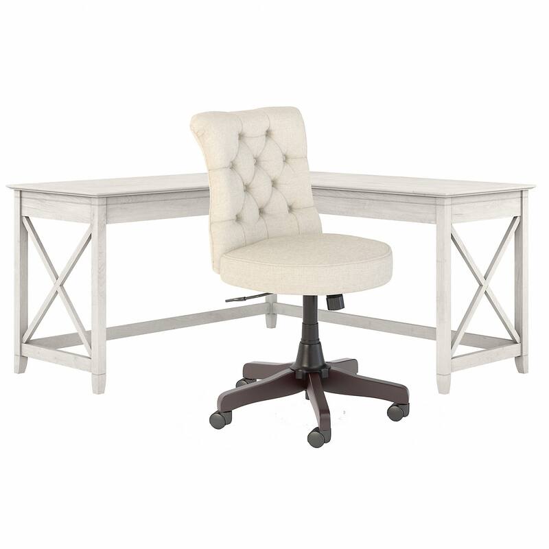 Key West 60W L-Desk with Tufted Office Chair by Bush Furniture
