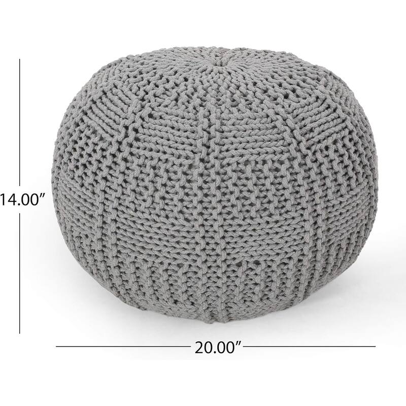 Charming Knitted Cotton Pouf for Stylish Home Decor and Comfort