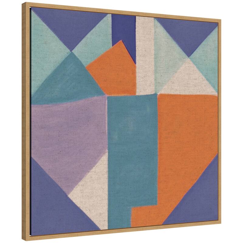 Kate and Laurel Sylvie Painterly Soft Geometric Shapes Neutral Linen Framed Canvas by The Creative Bunch Studio - 30x30 - Brown