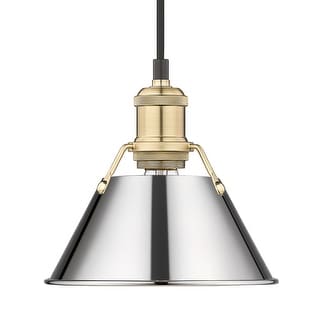 Yep by Golden Lighting Orwell 1-light 8in Pendant in Brushed Champagne Brass and Chrome shade - Gold