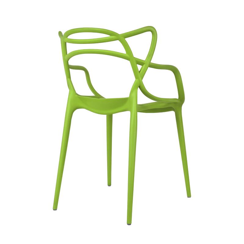 Modern Stackable Geometric Molded Stacking Chairs Dining Armchairs Indoor Outdoor Patio Work Office Kitchen (Set of 2)