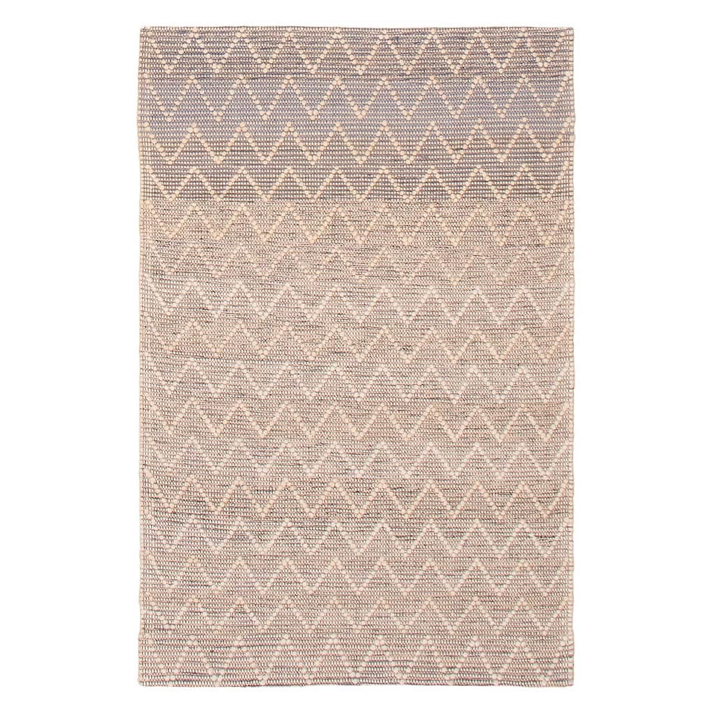 ECARPETGALLERY Braid weave Sienna Cream, Grey Wool Rug - 3'11 x 6'0