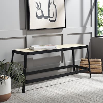 SAFAVIEH Saaba Cane Bench - 42.3 In. W x 14.8 In. D x 17.8 In. H - 42Wx15Dx18H