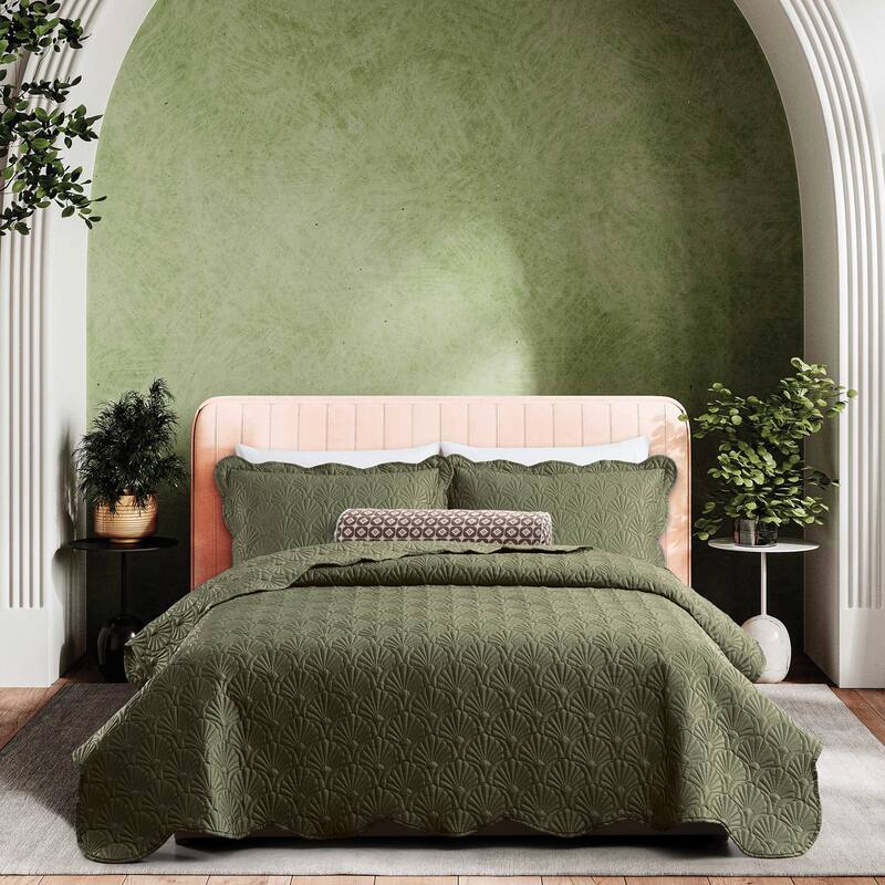 Ted Baker Deco Shell Quilt Set - King - Thyme
