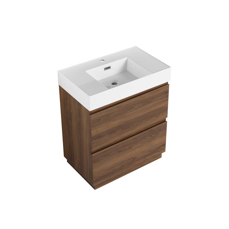 30 in. W x 18 in. D x 35 in. H Single Sink Freestanding Bath Vanity with White Resin Top