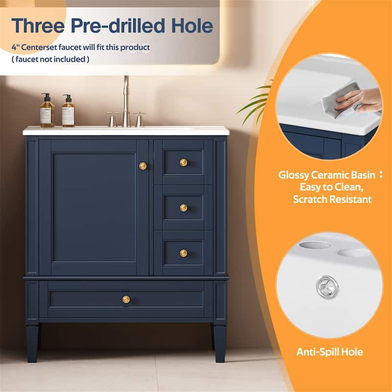 30-Inch Bathroom Vanity with Ceramic Sink