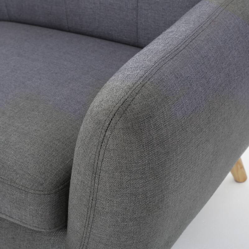 Dark Grey Fabric Loveseat for Small Spaces with Button - Tufted Backrest and Rubberwood Legs