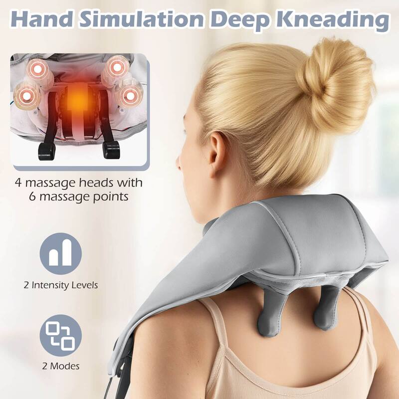 Costway Neck Shoulder Massager with 2 Heating Levels & Adjustable - See Details