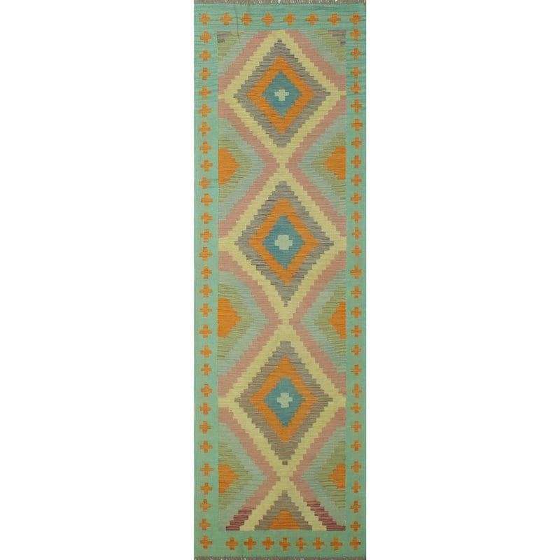 Sangat Flatweave Afrania Orange/Grey Runner - 2'11" x 9'6"